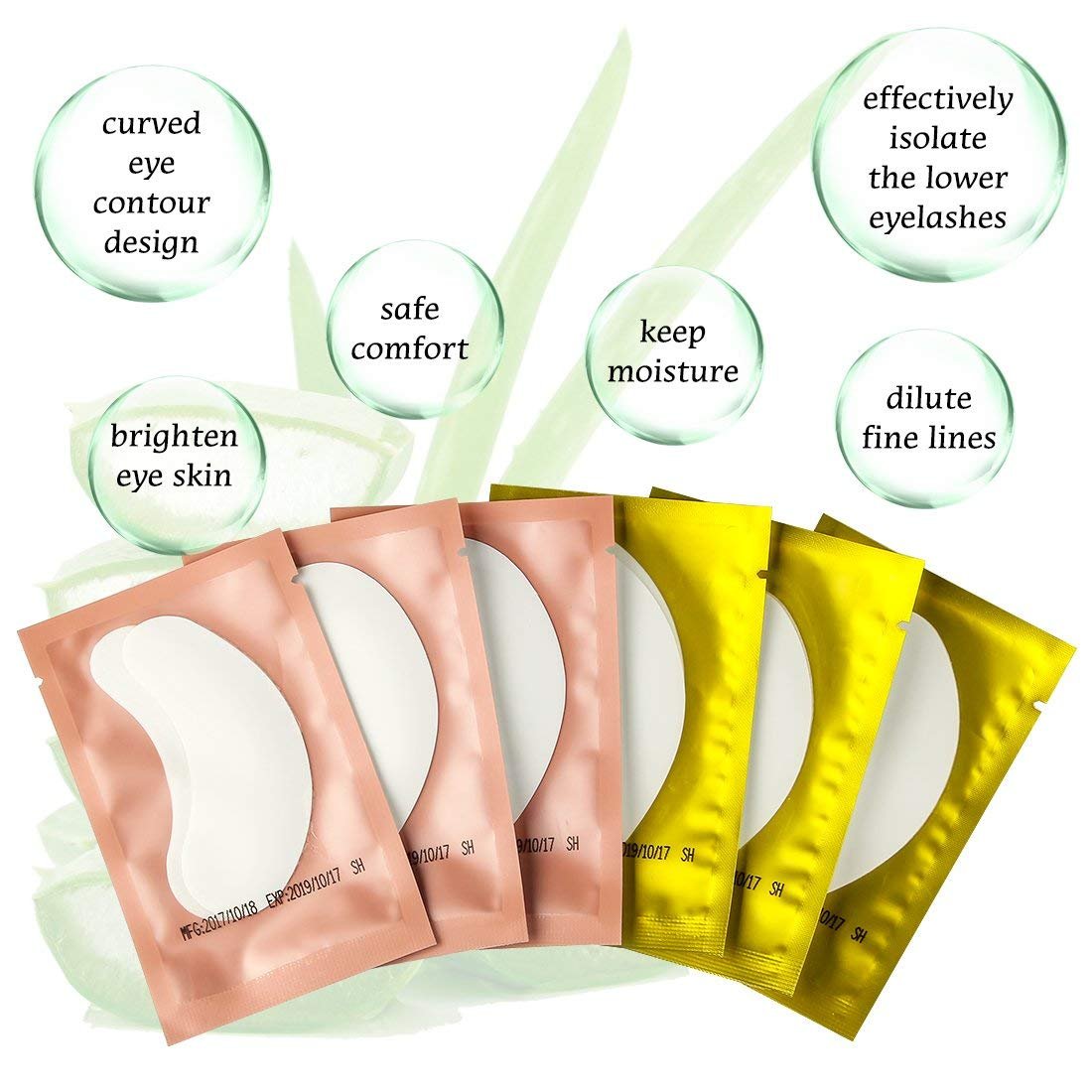 Eye Gel Pads 100 Pairs Set Lint Free Gel Eye Patch for Lash Extension Makeup False Eyelash Professional Under Eye Gel Pads 5 Colors Eye Mask Beauty Tool by LK LANKIZ