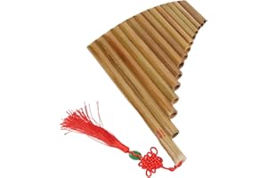 15 Pipes Pan Flute, Bamboo G Key Panpipes Flute Traditional Chinese Instrument for Beginners Students (Right-Hand)