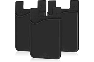 SHANSHUI Phone Credit Card Holder, 3 Pack Strong Sticky Cell Phone Wallet Stick On Card Holder for Phone Case Fits for All Smartphones - Black