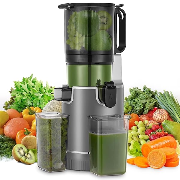JUICER MACHINES, 5.4″ EXTRA LARGE FEED CHUTE FIT WHOLE FRUITS & VEGETABLES, SLOW MASTICATING COLD PRESS JUICER EASY TO CLEAN, 250W, HIGH JUICE YIELD