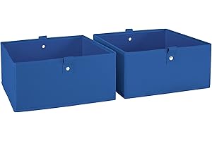 RiverRidge Kids 2pc Folding Storage Bins Set - 10.5” Bin Organizers with Handles - Blue Closet Organizer and Storage for Toys, Games, Shoes - Foldable Cube Storage Organizer Bins for Playroom, Nursery