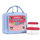 Fit & Fresh Bloomington Lunch Bag for Women - Insulated Large Lunch Box for Work with Containers, Leak-Resistant, Stain-Resistant, Zipper Closure, Rose Sardines