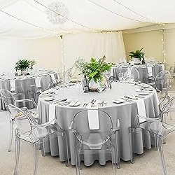 10 Pack Light Grey Round Tablecloths - 120