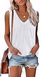 OFEEFAN Womens Summer Tops Sleeveless Shirts White