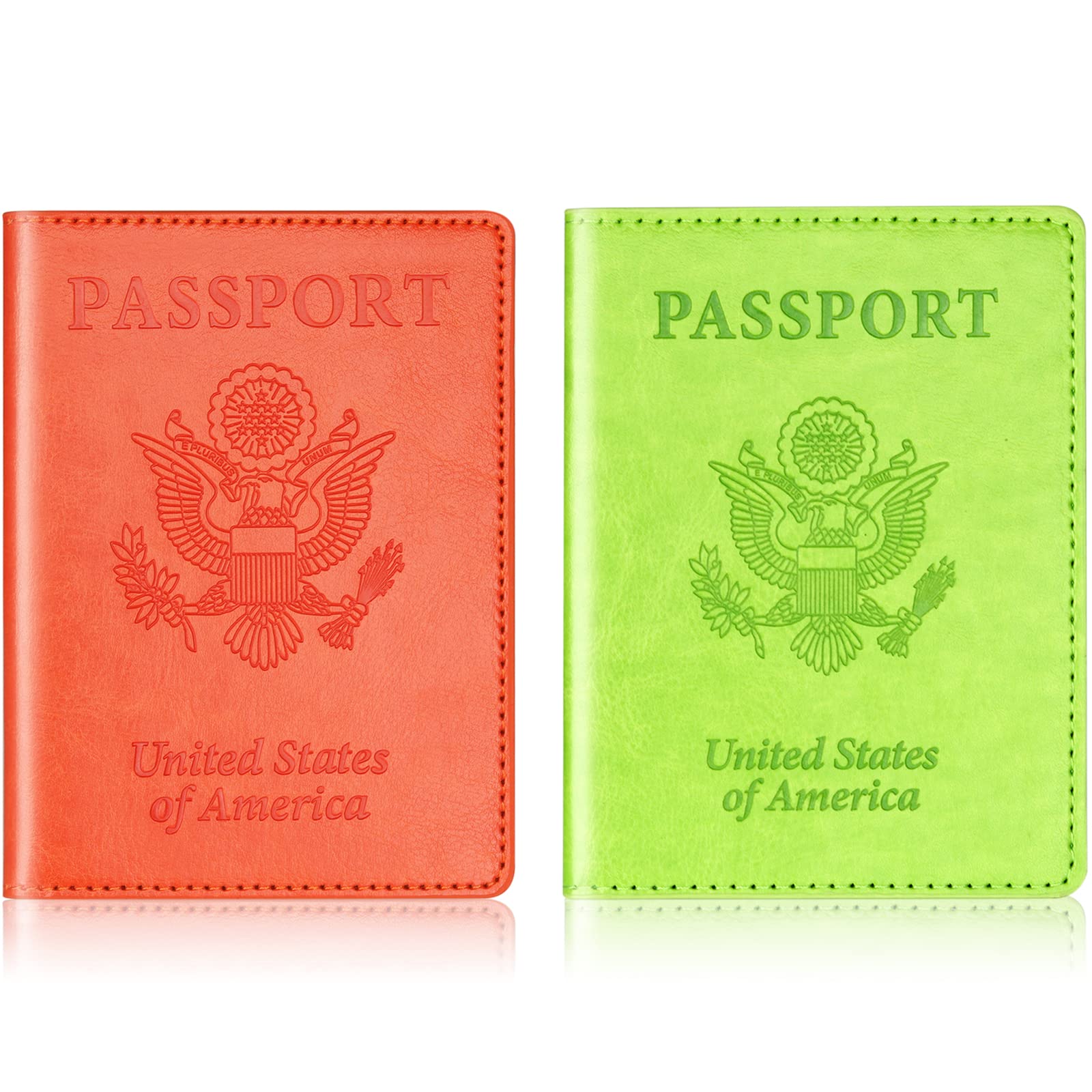 Herain Green & Orange Passport Holder, Cruise Essentials Passport Wallet Cover Case for Family Women Men, Travel Must Haves Passport Book Protector