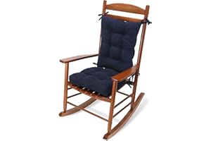 Tromlycs Indoor Rocking Chair Cushion for Rocking Chair Pads Back and Seat Sets with Ties 2 Piece Navy Blue