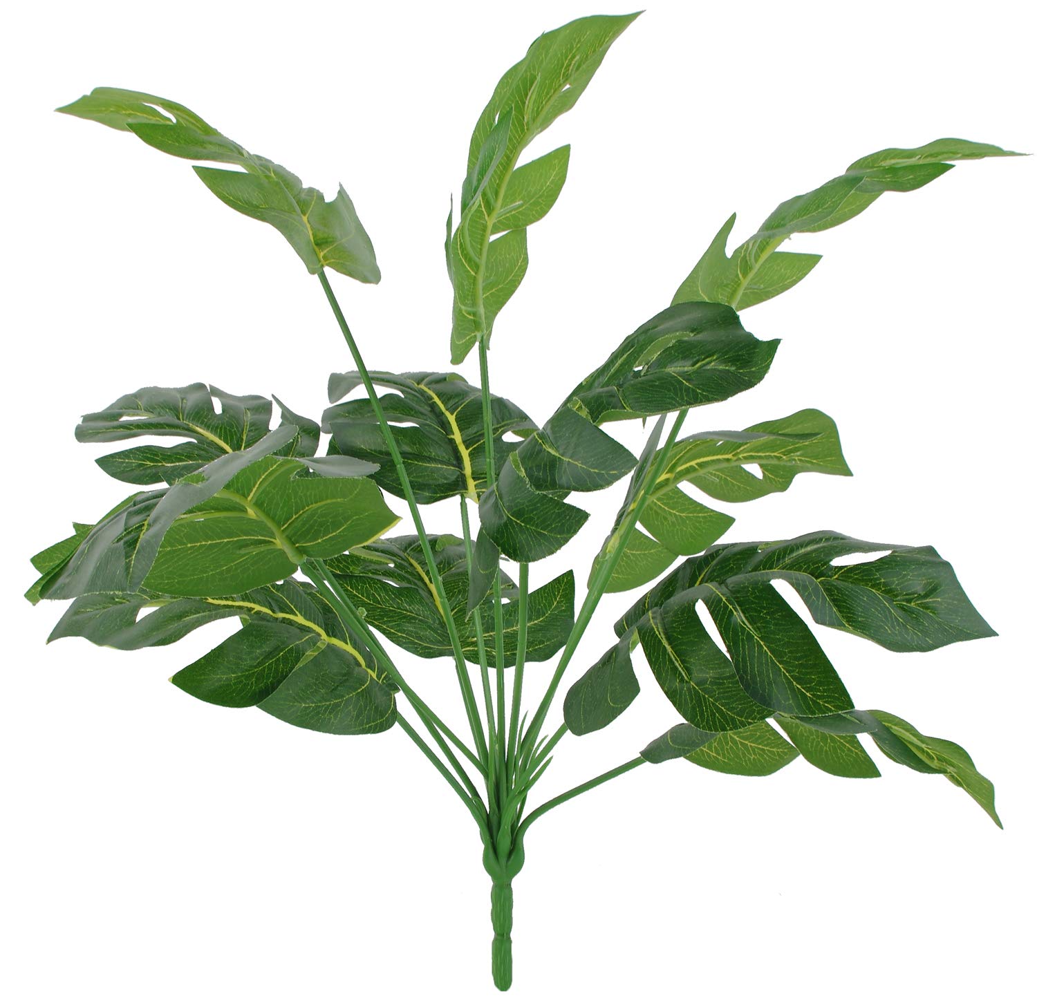 CLONG Artificial Plant Monstera Faux Shrubs Plastic Fake Flowers Filler Bushes UV Resistant Indoor Outside Window Box Greenery Home Garden Green Verandah Office Bonsai Wedding Decor - 1pcs