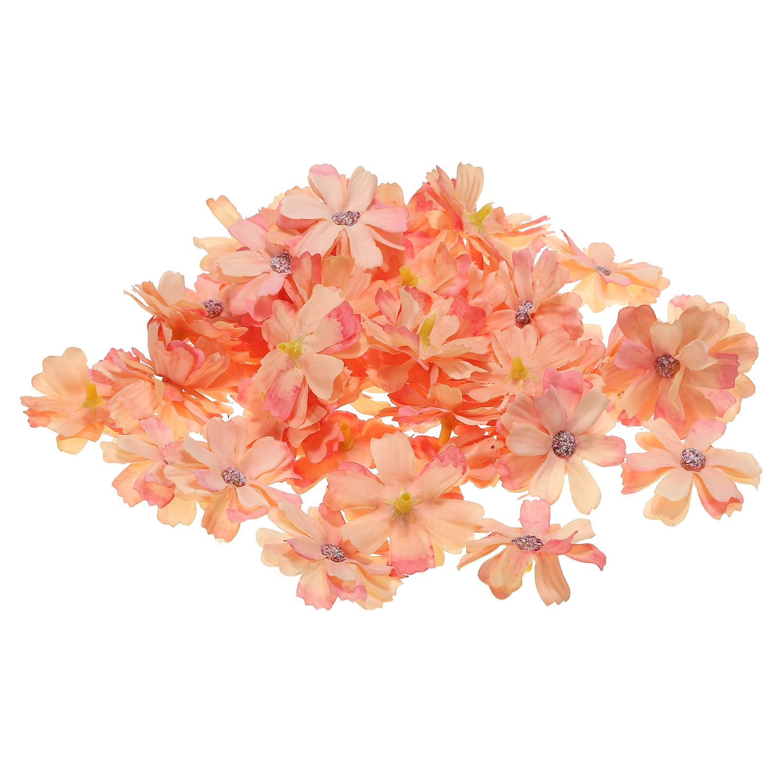 PATIKIL 1.77" Artificial Multi-layered Flower Heads, 50 Pack Silk Multi-layered Fake Flowers Heads for Wedding Floral Bouquet Decoration DIY Craft Making, Orange