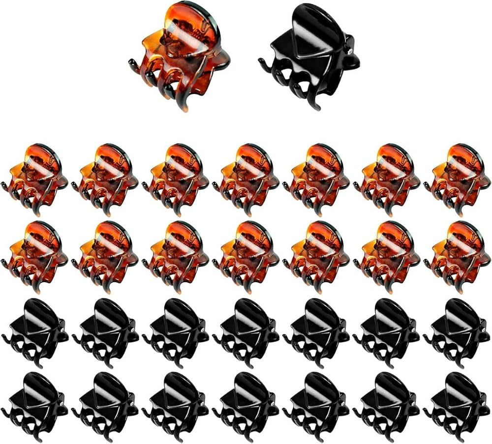 Hanyousheng 30Pcs Mini Hair Clamps Non-slip Barrette Clip Black Brown