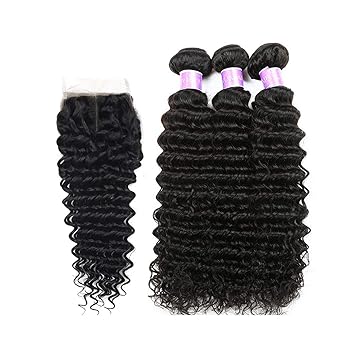 Amazon Com Crystal Grass Hair Deep Wave Human Hair Bundles With