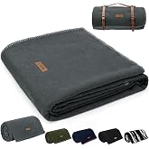 Molithe 100% Wool Blanket, 62" x 86", Warm, Thick, Military, Camping Gear | Great for Camping, Picnic, Outdoors, Travel, Cars, Sporting Events, Survival Kits