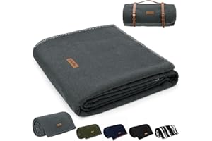 Molithe 100% Wool Blanket, 62" x 86", Warm, Thick, Washable, Military Wool Blanket, Great for Camping, Outdoors, Sporting Eve