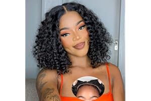 SODLIS Wear and Go Glueless Bob Wig Human Hair Pre Plucked Pre Cut 13x4 Deep Curly Lace Front Wigs Human Hair For Black Women No Glue Upgraded Glueless Short Curly Bob Human Hair Wig 150% Density (12 Inch)