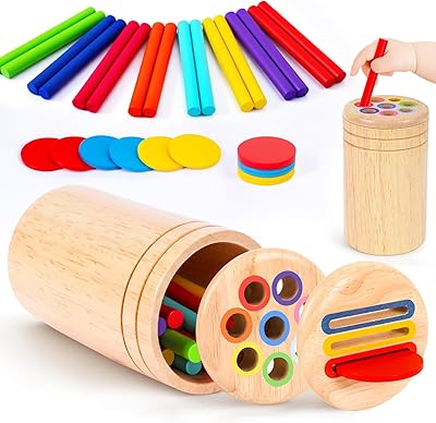 Montessori Spielzeug ab 1 Jahr, Spielzeug ab 1 2 Jahre Mädchen Jungen Baby Spielzeug Geschenk Mädchen Jungen 1 2 Jahre Farbe Sortierspiel Kinderspielzeug Motorikspielzeug Holzspielzeug ab 1 Jahr