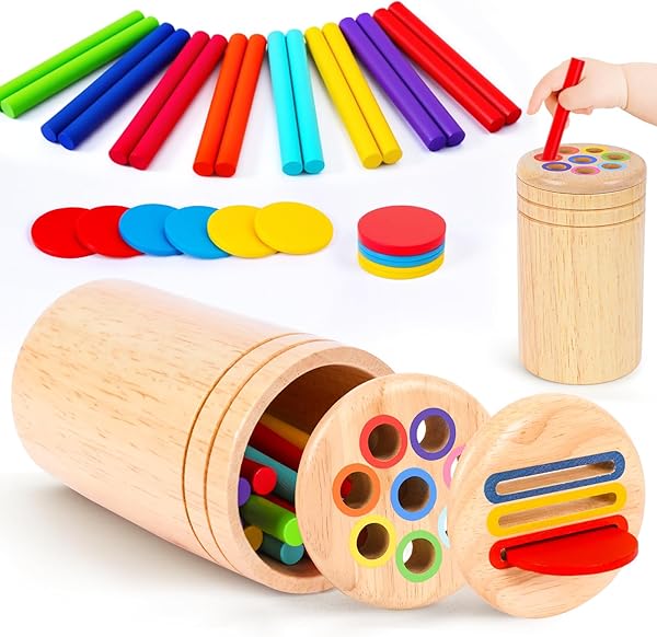 Montessori Spielzeug ab 1 Jahr, Spielzeug ab 1 2 Jahre Mädchen Jungen Baby Spielzeug Geschenk Mädchen Jungen 1 2 Jahre Farbe Sortierspiel Kinderspielzeug Motorikspielzeug Holzspielzeug ab 1 Jahr