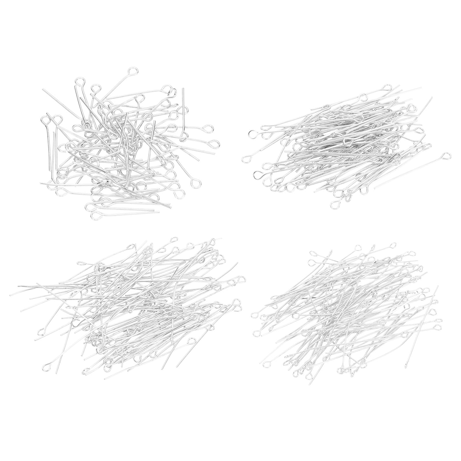 PATIKIL Silver Open Eye Pins, 20mm/30mm/40mm/50mm, 600Pcs Metal, Classic Style, Jewelry Making Supply