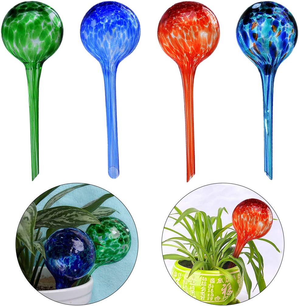 Selfwatering Bulbs, Fascigirl 4 pack Handblown Glass Plant Watering