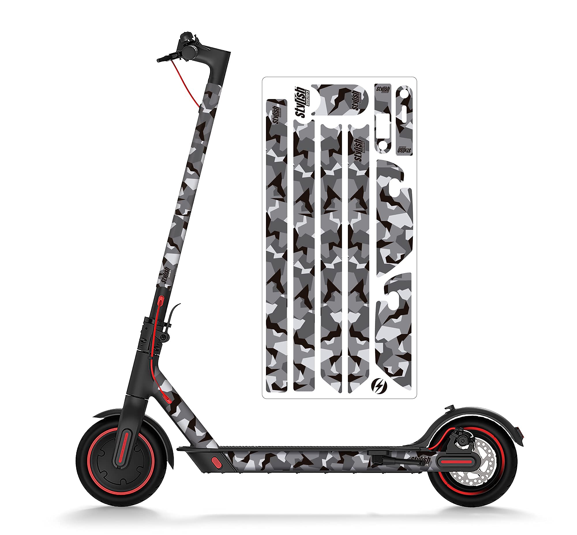 STYLISH SCOOTERS | Vinyl for Xiaomi m365, Black Camo, suitable for Xiaomi m365 Pro, S1, essential and compatible models. Maximum adhesion.