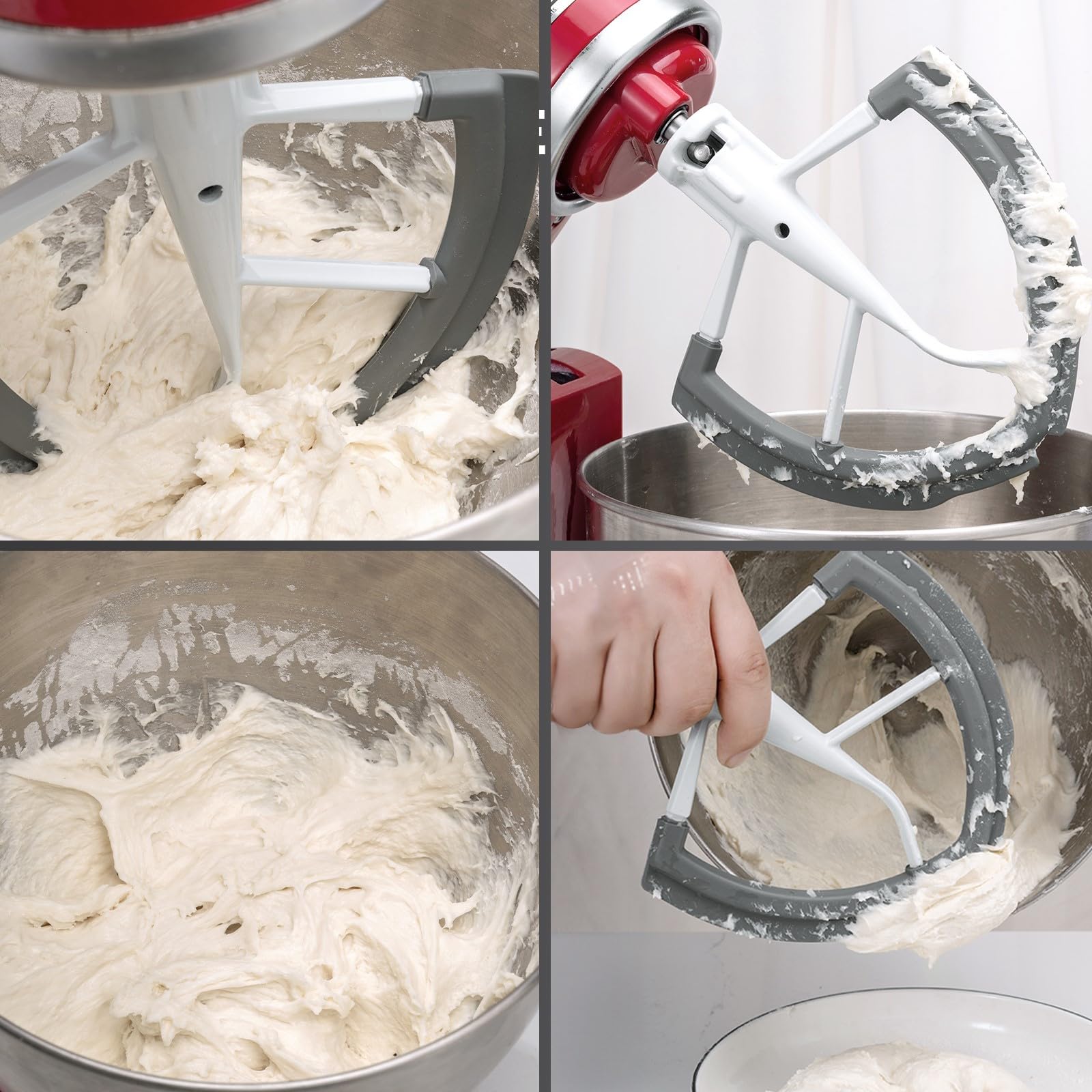 Flex Edge Beater for KitchenAid 6 Quart Bowl-Lift Stand Mixer,Only for Stainless Steel Lift-Bowl, Not for Glass-bowl,Grey
