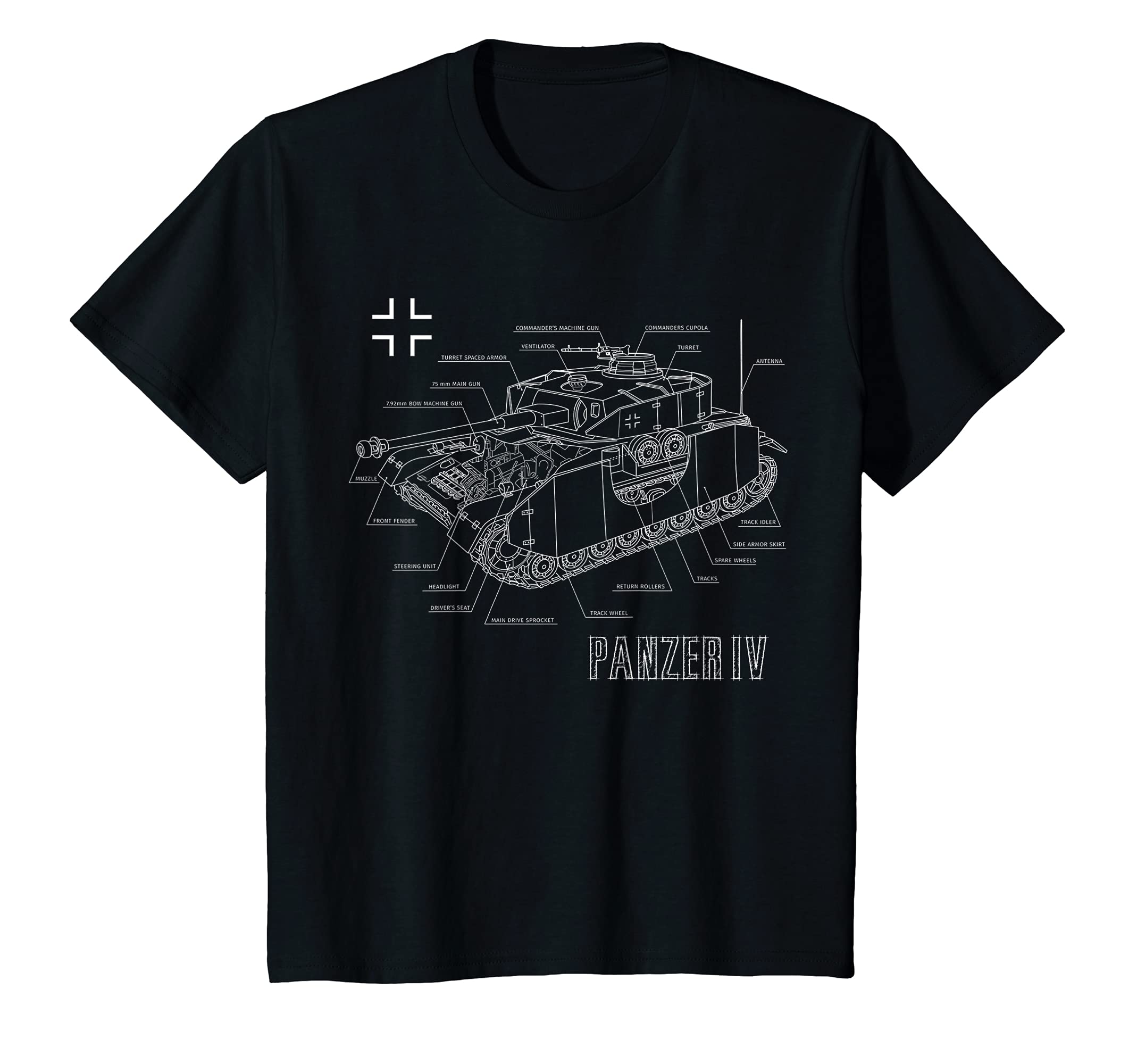 Youth World War 2 German Tank Panzer IV Engineering Blueprint T-Shirt