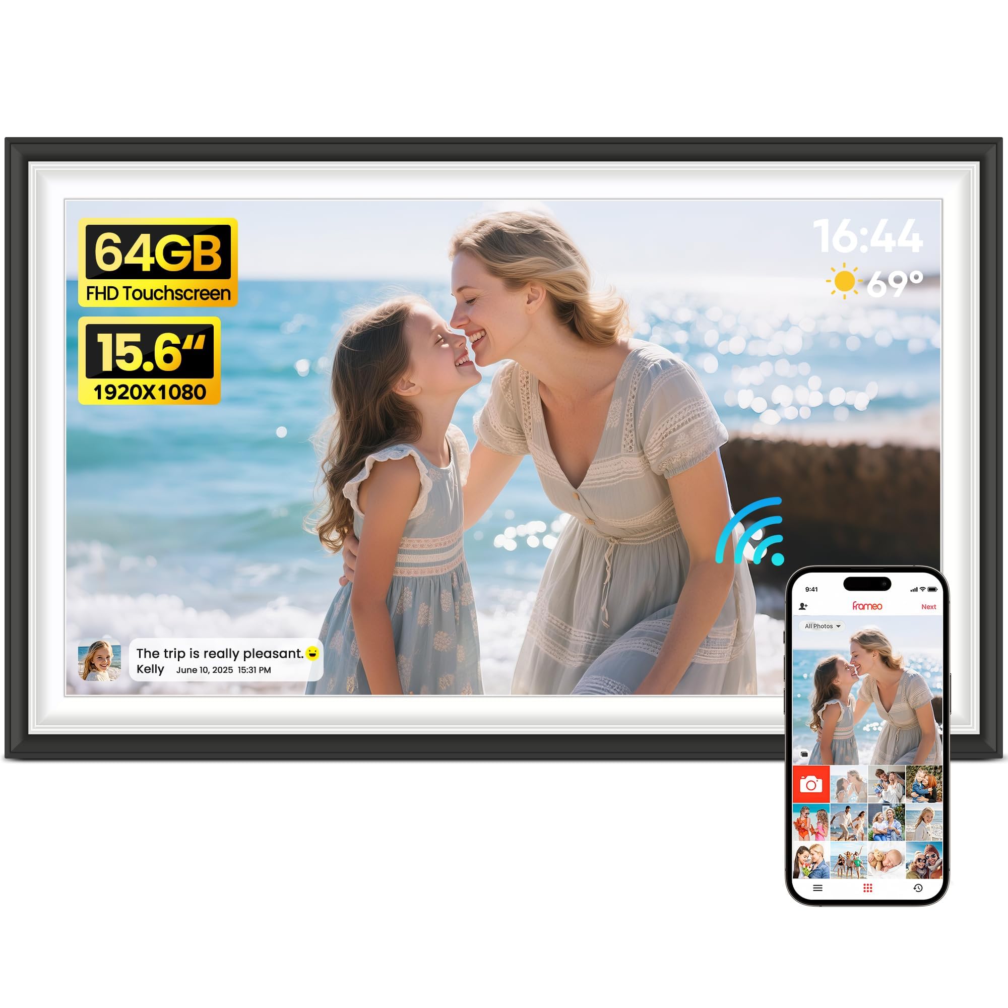 BIGASUO Digital Picture Frame Frameo 15.6