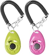 Acehome 2 Pack Dog Training Clicker with Wrist Strap Pink Green view 1