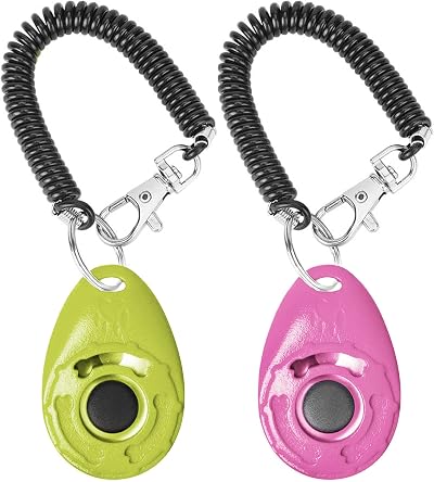 Acehome 2 Pack Dog Training Clicker with Wrist Strap Pink Green
