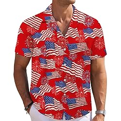 American Flag Mens Funny Hawaiian Shirts 3D Graphic