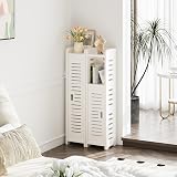 Dripex 4 Tier Narrow Floor Cabinet White PVC Slim 18W x 20D x 80H cm view 8
