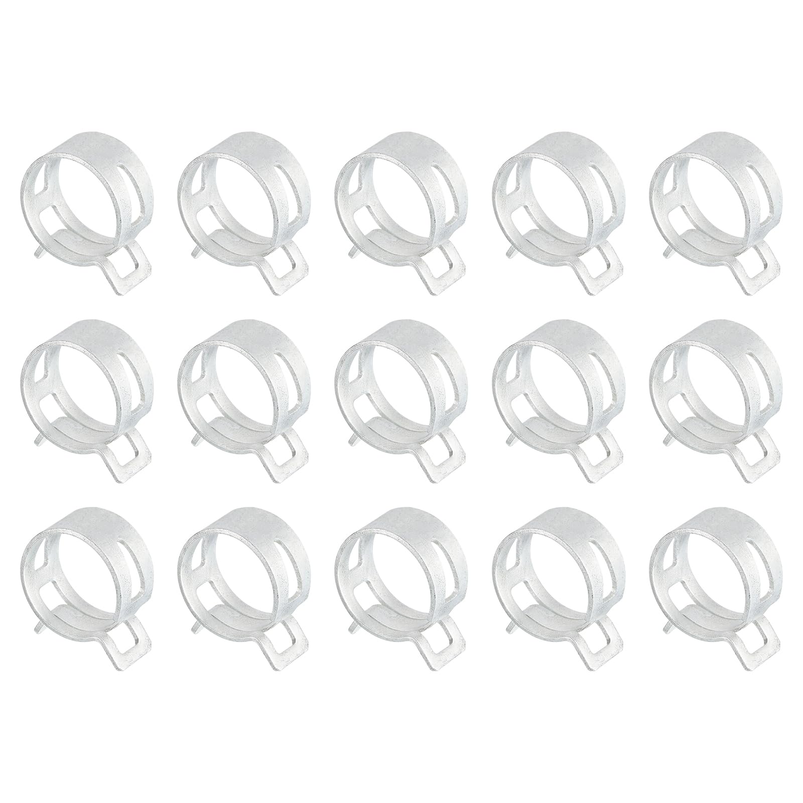Sourcingmap 15Pcs Spring Band Type Action Fuel/Silicone Vacuum Hose Pipe Clamp, 20mm Low-Pressure Air Spring Hose Clip Clamp for Automotive Oil Pipe Water Pipe, Silver