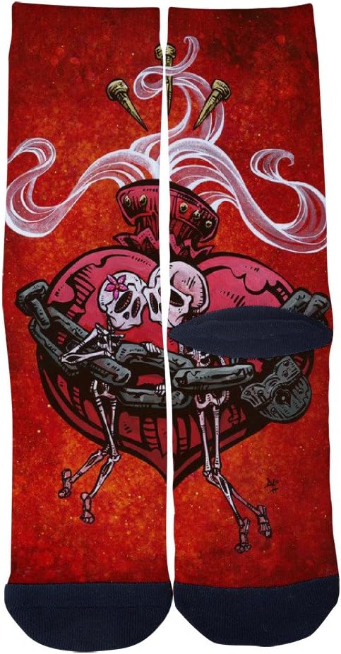 EveninSky Men's Women's Custom The Skeleton Couple are Gleefully Bound Together Forever Creative Casual Crew Socks
