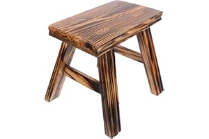 LIFKOME Solid Wood Small Stool for Changing Shoes Rustic Step Stool for Adults for Kitchen