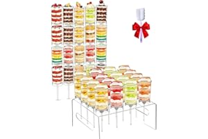 Cake Push Pop Containers, Easter Cake Push Pops with Lids and Stand, Reusable Clear Push Up Dessert Cups with Cutter Tool, fo