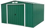 Duramax ECO 10 x 10 Metal Garden Shed Green Off-White Trim 15 Year Warranty