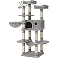 FEANDREA Cat Tree, Cat Tower, Widened Perch For Large Cats, Light Grey PCT51W 695636063347
