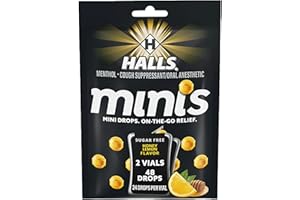 HALLS Minis Honey Lemon Flavor Sugar Free Cough Drops, 48 Drops