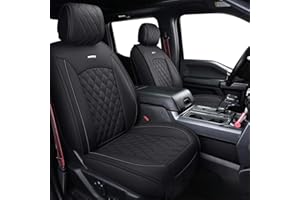 Aierxuan Full Set Car Seat Covers Custom Fit 2009-2025 Ford F150 Crew Cab and 2017-2025 F250 F350 F450 Super Duty Pick-up Truck, Automotive Vehicle Cushion Cover with Waterproof Leather (Black)