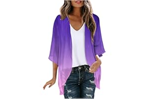 BILQIS Kimonos For Women Plus Size Casual Cover Up Floral Print Puff Sleeve Kimono Cardigan Lightweight Summer Cruise Outfits
