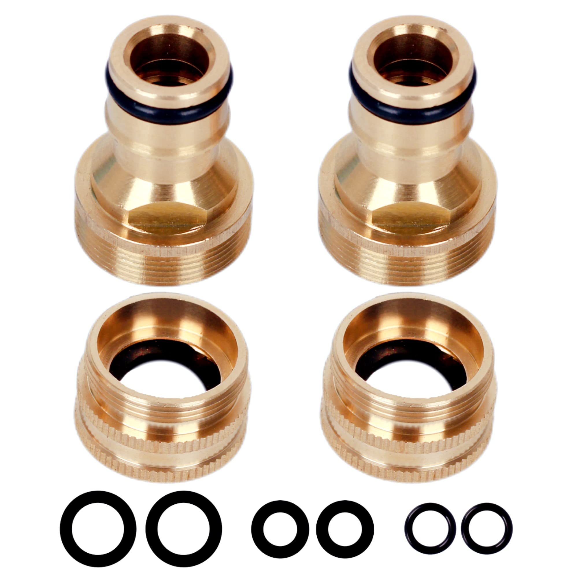 YAAVAAW 2Set Brass Hose Tap Connectors Kitchen Sink Connector &Converters, Adapter for Mixer, 22mm Threaded Swan Neck, Garden, Washing Machine