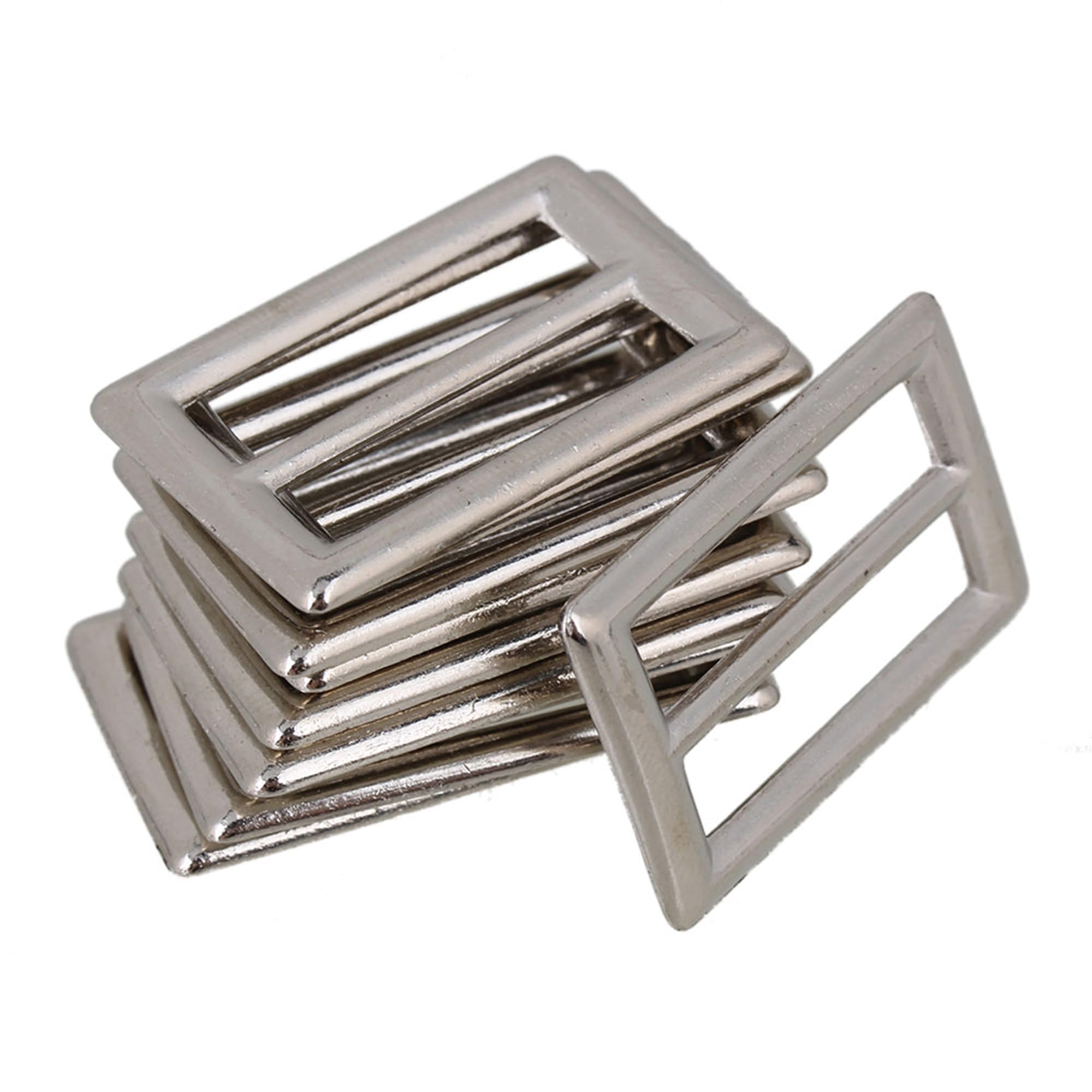 2.5cm Silver Zinc Alloy Heavy Welded Tri-glides Sliders Buckle for Handbag Pack of 10