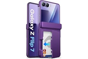 ASAFCASE for Samsung Galaxy Z Flip 7 Case Wallet with Card Holder (3 Cards) & Outer Screen Protector & Hinge Protection, Shockproof Rugged Phone Protective Cover Case for Galaxy Z Flip 7, Dark Purple