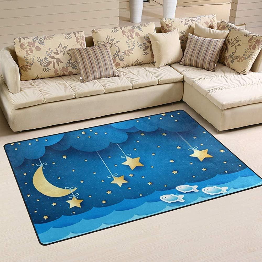 sodnz Entrance Rug Dibujos Animados Fish Moon Star Felpudos