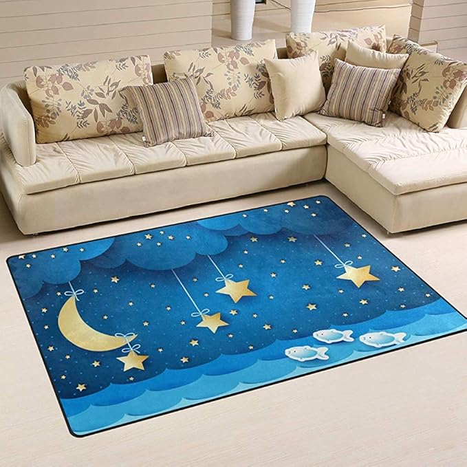 sodnz Entrance Rug Dibujos Animados Fish Moon Star Felpudos