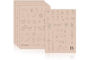 Guapa Tattoo Practice Skin 1.5mm – Double-Sided Reusable Silicone Pad with Pre-Printed Designs – Realistic Fake Skin for Fine
