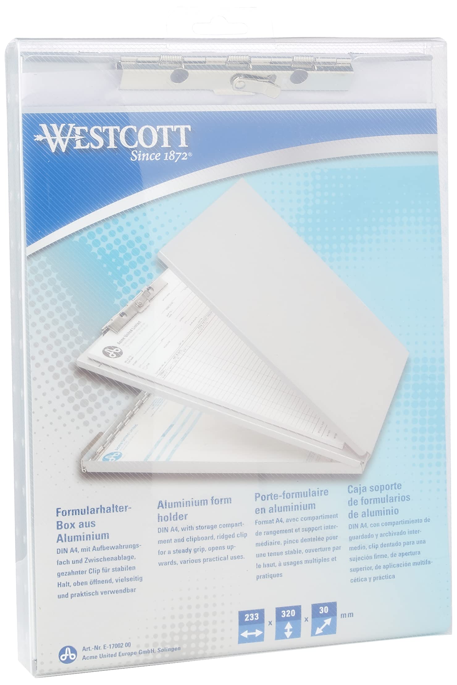 Westcott A4 Aluminium Form Holder with Storage Compartment and Clipboard