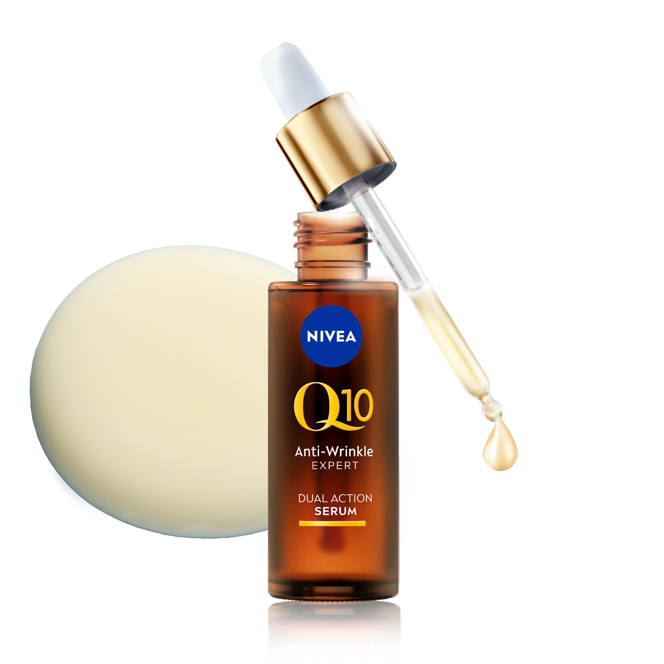 NIVEA Q10 Anti-Wrinkle Expert Dual Action Face Serum ​(30ml), Anti Ageing Face Serum for Women with Pure Q10, Moisturiser to Visibly Reduce and Prevent Wrinkles