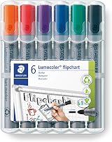 Staedtler 356 WP6 Lumocolor Flipchart Markers Assorted Colours Pack 6