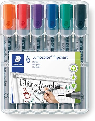Staedtler 356 WP6 Lumocolor Flipchart Markers Assorted Colours Pack 6