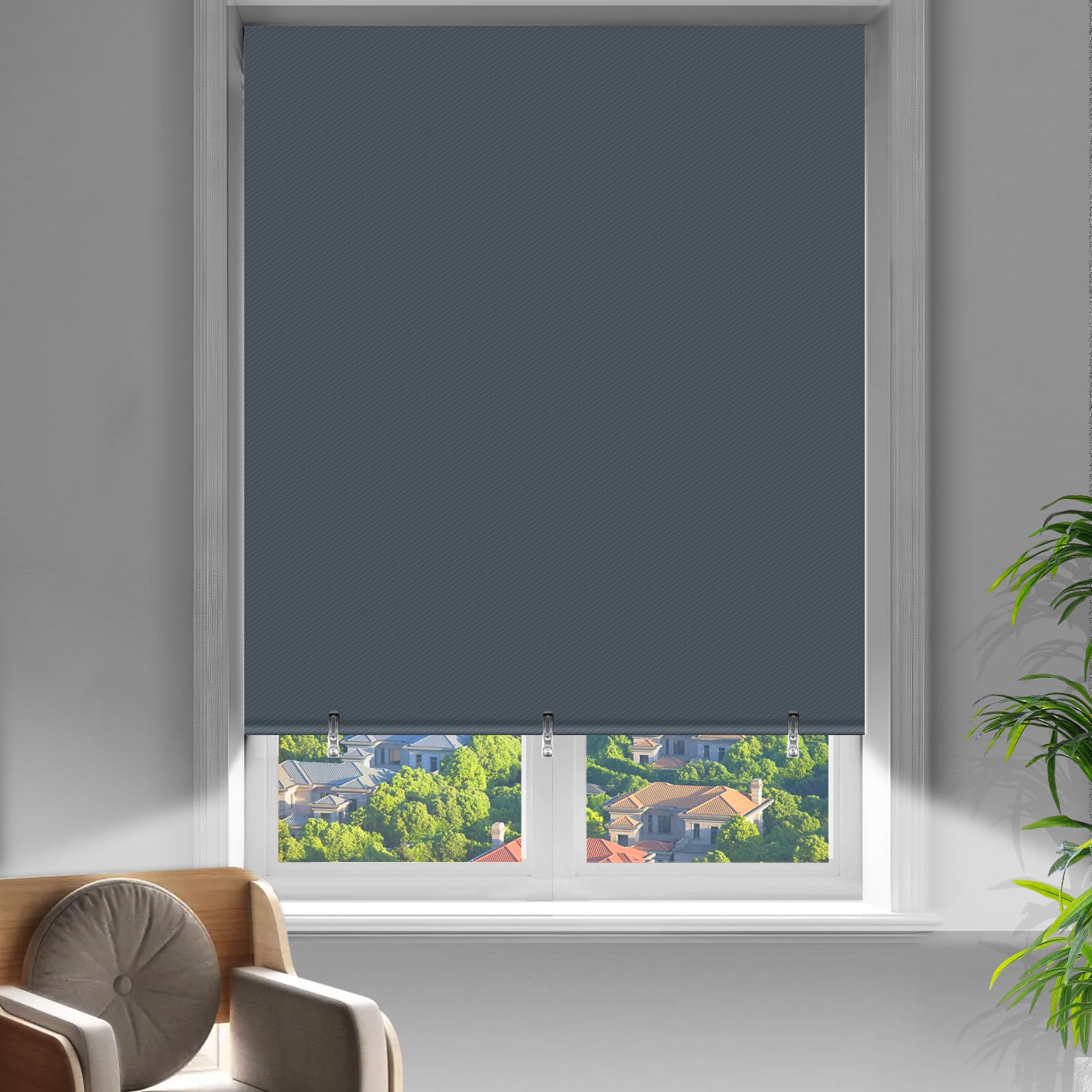 Photo 1 of 2 Pack Blackout Curtains for Bedroom, Self Adhesive Indoor Blackout Blinds, No Drilling or Tools, UV protection, Portable Roller Window Shades for Living Room Office or RV travel (26"W × 68"H, Grey)