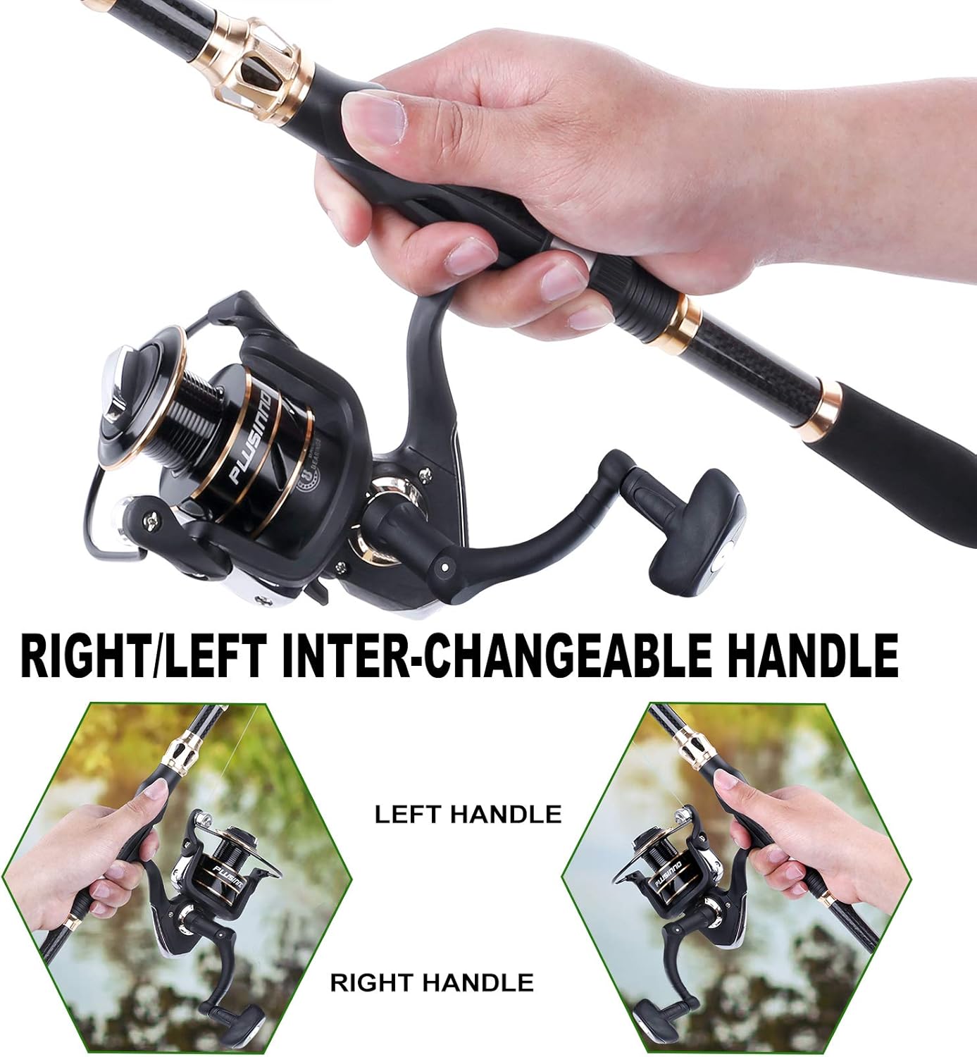 PLUSINNO Fishing Rod and Reel Combos Carbon Fiber Telescopic Fishing Rod with Reel Combo Sea Saltwater Freshwater Kit : Sports & Outdoors